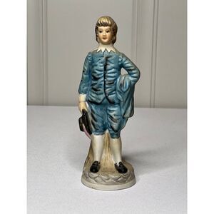 VINTAGE BLUE BOY‎ FIGURINE Porcelain Ceramic 8" Blue Colonial Excellent